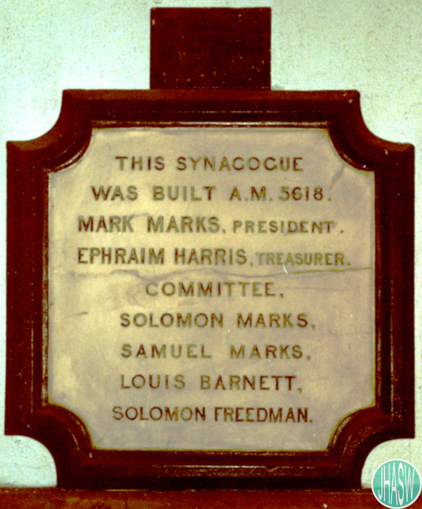 old plaque Cathedral Road Synagogue